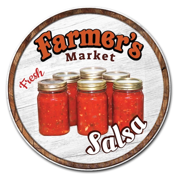 Corrugated Plastic Sign With Stakes 24in Circular-Farmers Market Salsa, C-24-CIR-WS-Salsa